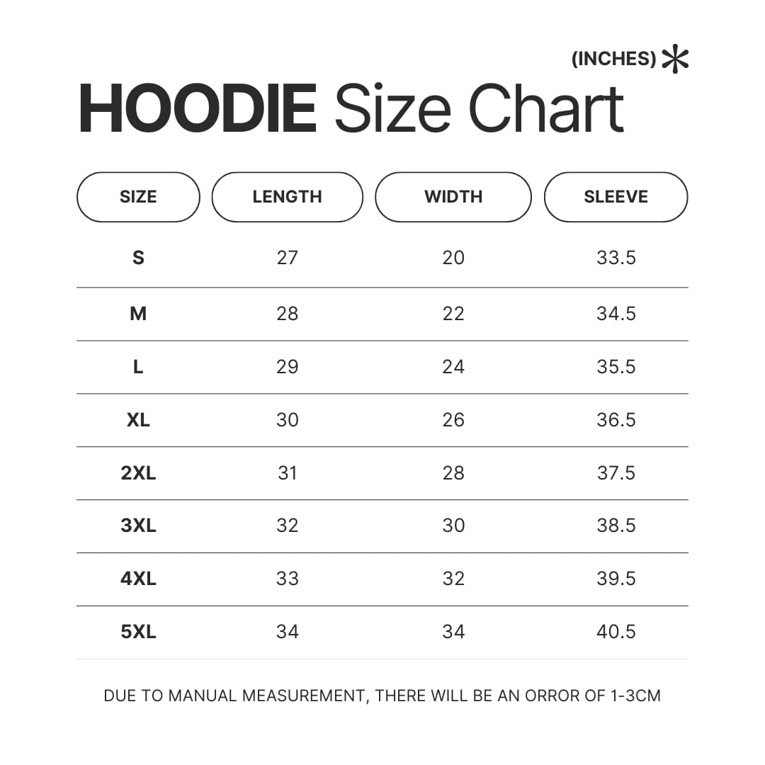 Hoodie Size Chart - Fruits Basket UK Shop