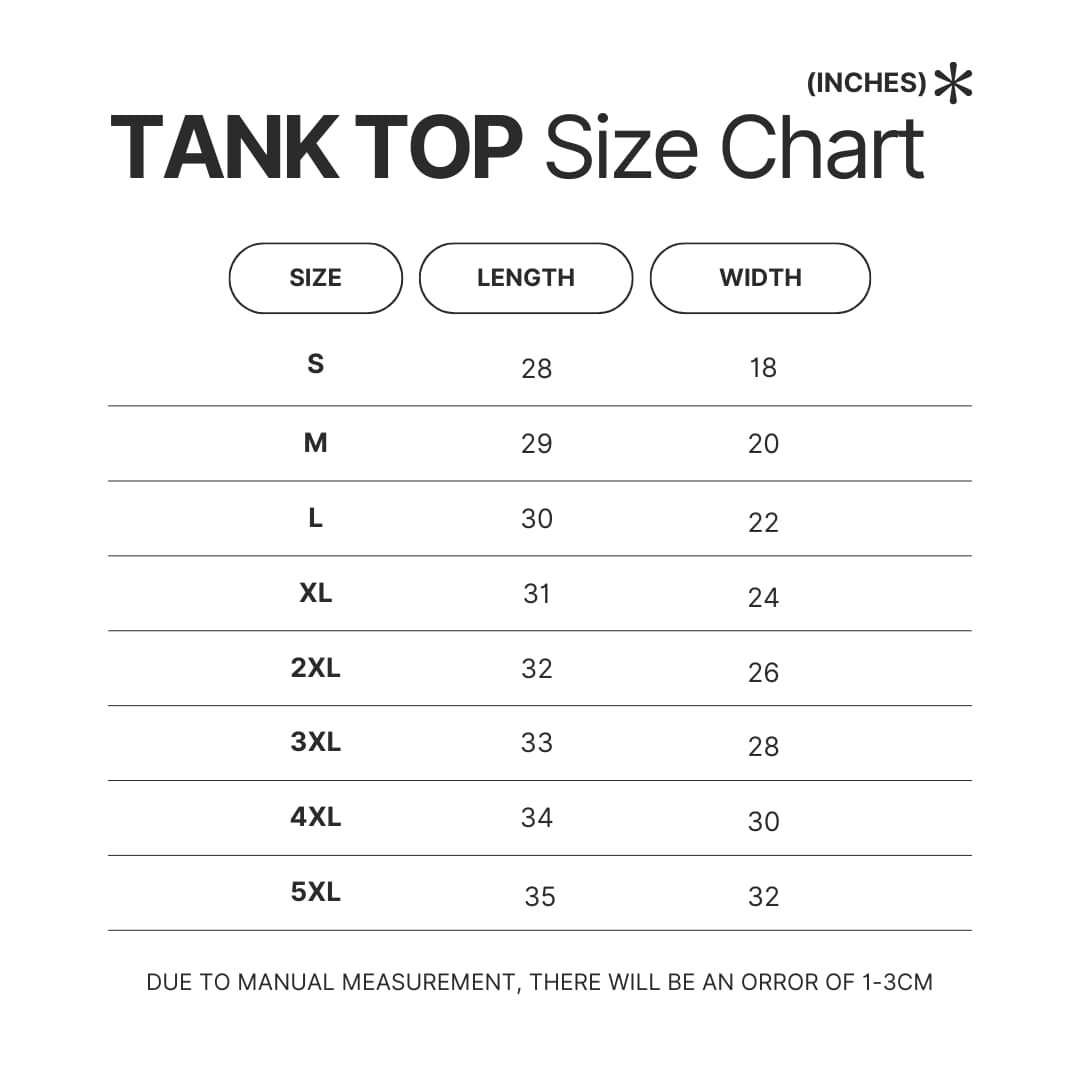 Tank Top Size Chart - Fruits Basket UK Shop