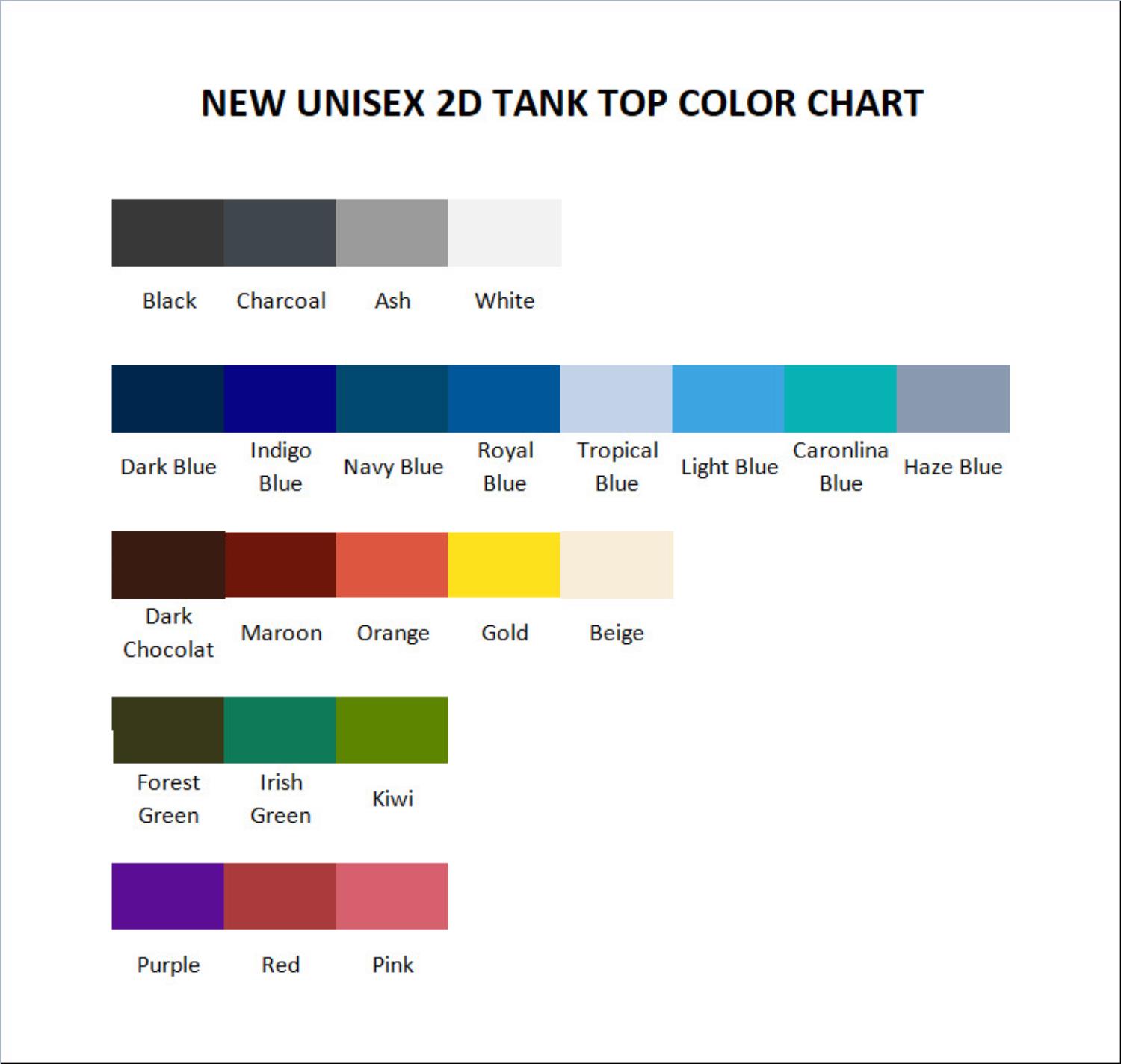 tank top color chart - Fruits Basket UK Shop